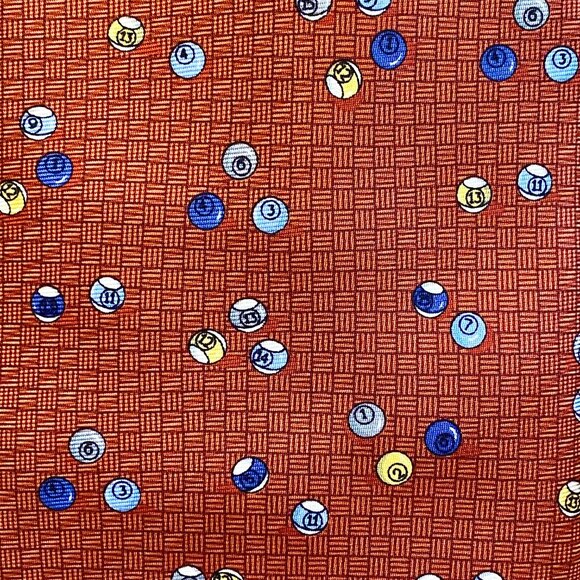 Beaufort Tie Rack 100% Silk Italy made Billiard/Pool Balls Copper Men's Necktie - Picture 3 of 9